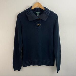 Lauren Ralph Lauren Navy Cotton Nautical Sweater with Gold Hardware Size‎ XL